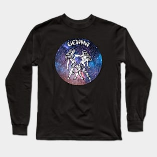 Gemini Astrology Zodiac Sign - Gemini the Twins Birthday Or Christmas Gift - Stars or Space and White Marble Symbol Long Sleeve T-Shirt